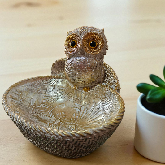Owl Shaped Decorative Bowl – Vintage Metal Handicraft