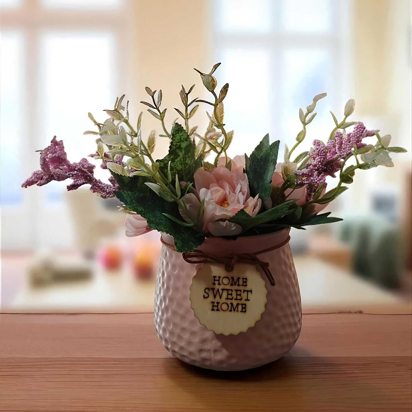 Pink Floral Pot with Artificial Flowers