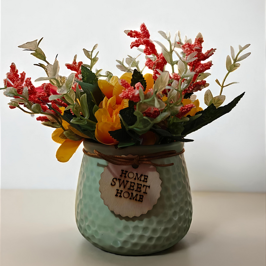 SeaGreen Floral Pot with Artificial Flowers