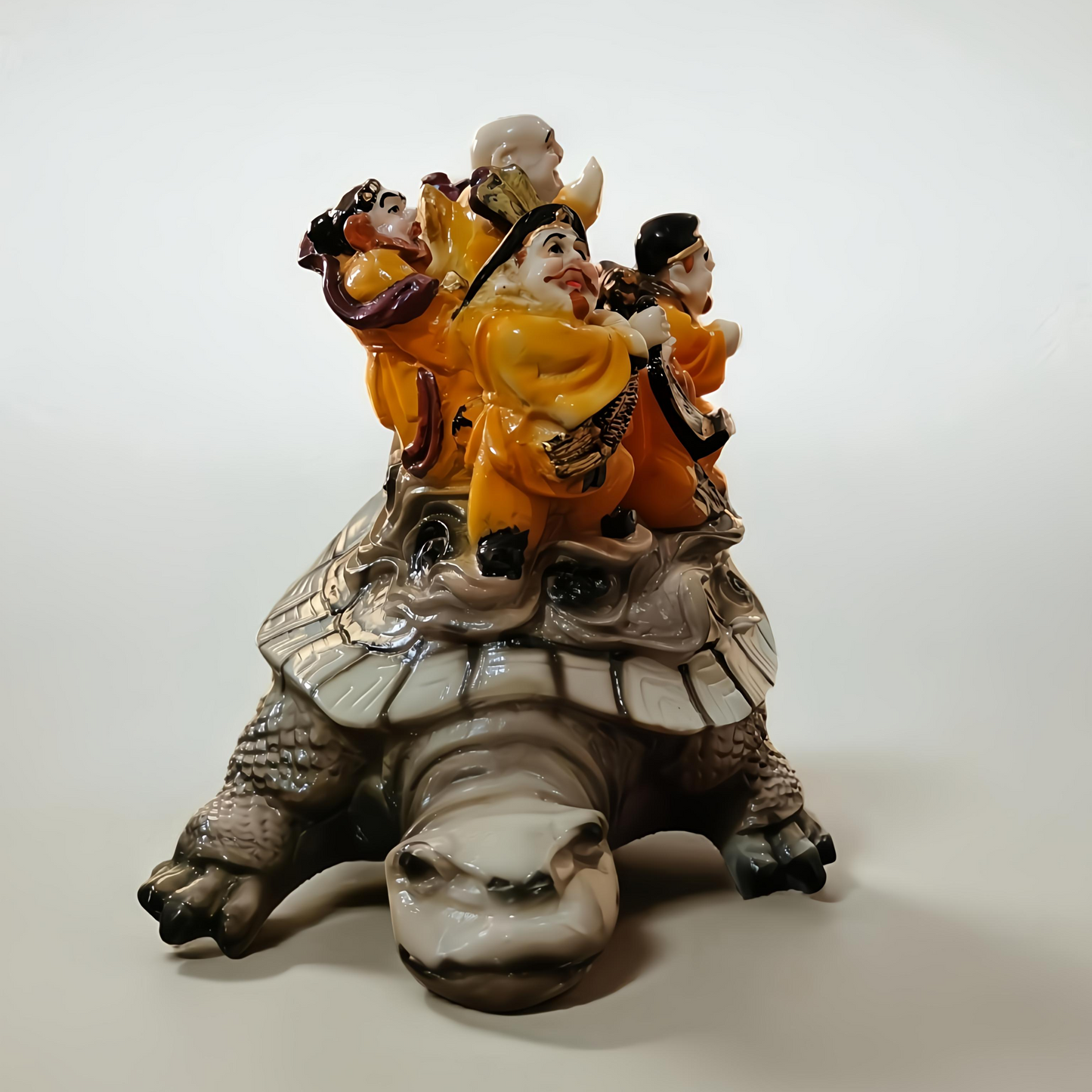 Seven Lucky Gods on Turtle Feng Shui Idol