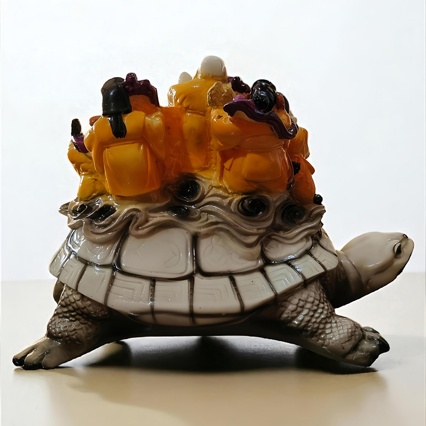 Seven Lucky Gods on Turtle Feng Shui Idol