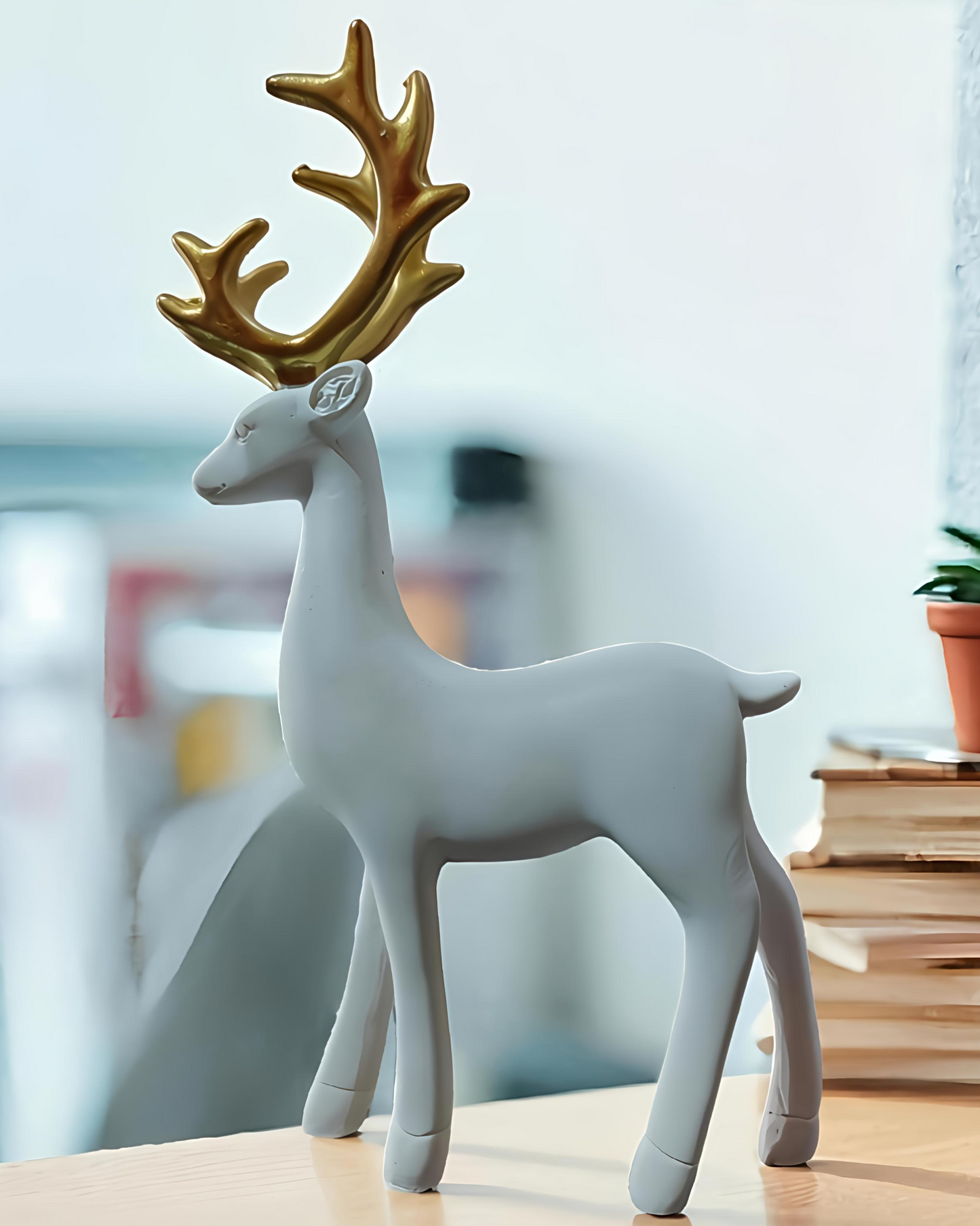 White Reindeer Statues (Set of 2)
