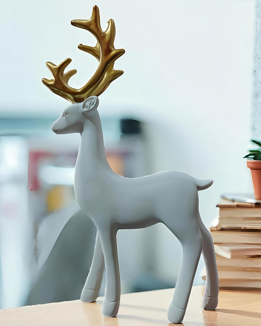 White Reindeer Statues (Set of 2)