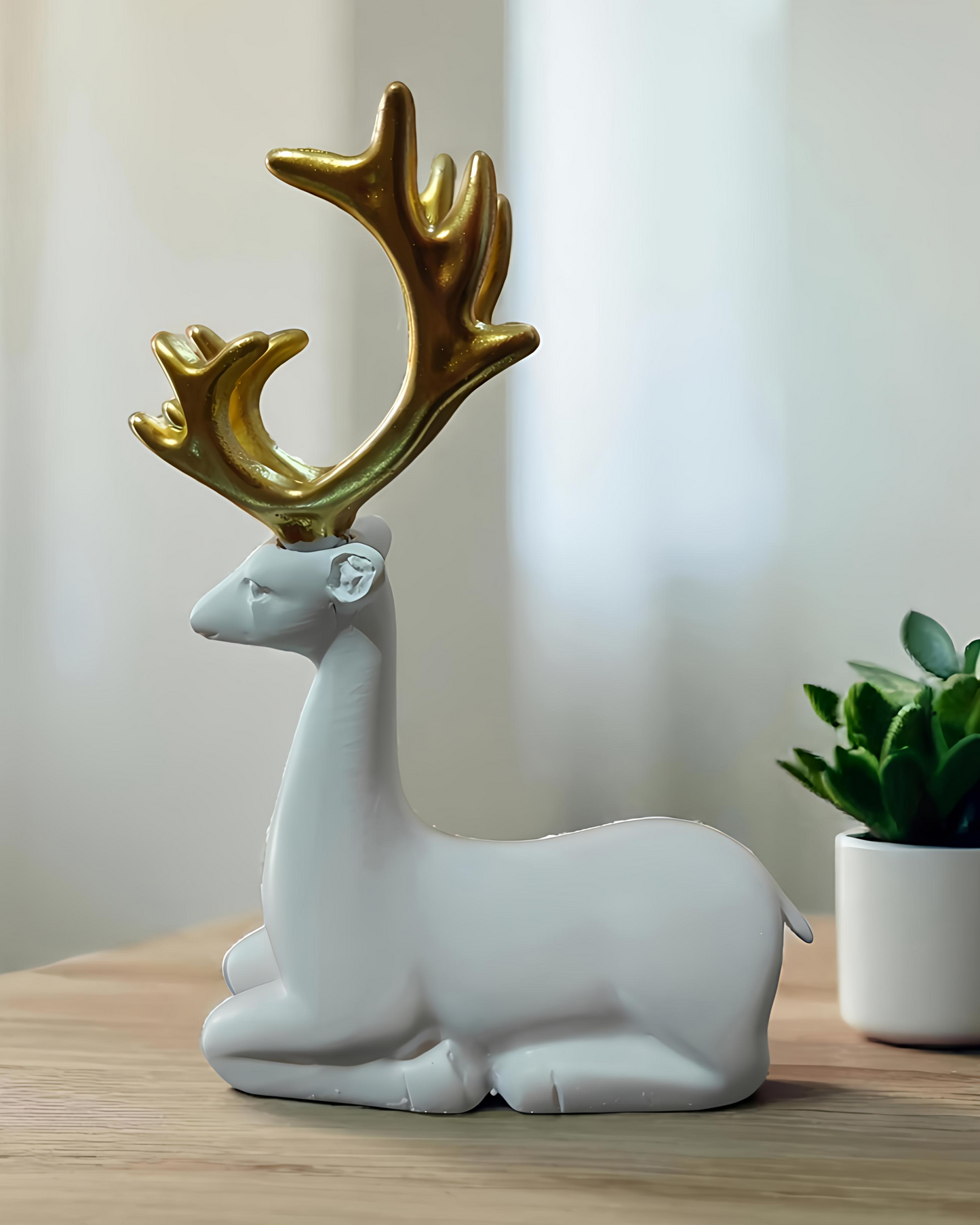 White Reindeer Statues (Set of 2)