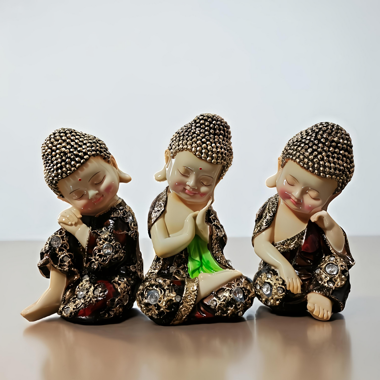 Set of 3 Sleeping Buddha Statues – Peace & Serenity Home Decor
