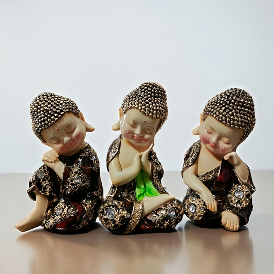Set of 3 Sleeping Buddha Statues – Peace & Serenity Home Decor