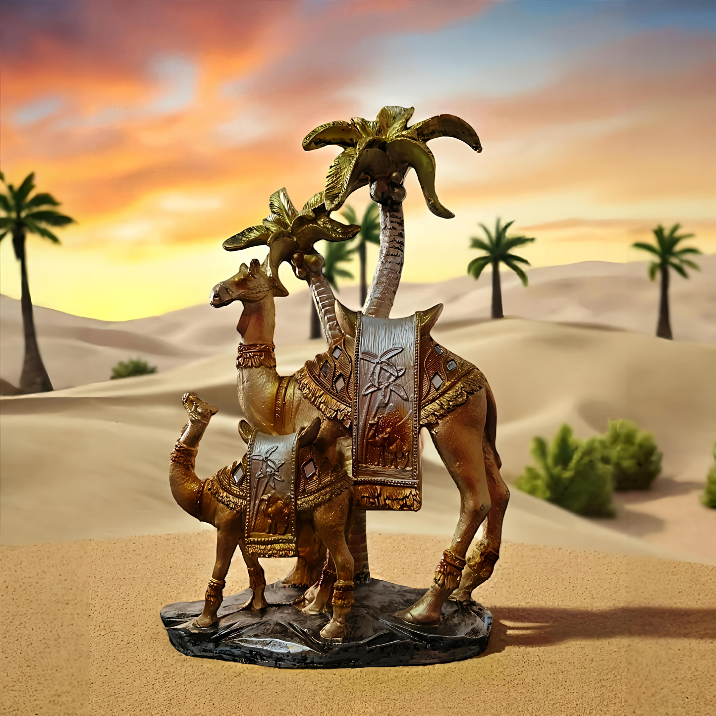 Elegant Decorative Camel Set – Polished Metal Finish