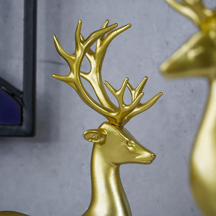 Gold Reindeer Statues (Set of 2)
