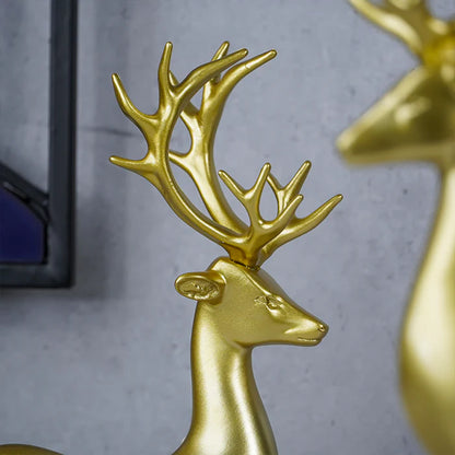 Gold Reindeer Statues (Set of 2)